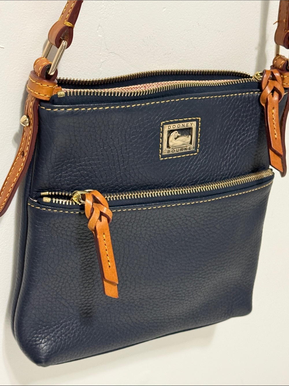 DOONEY BOURKE Navy blueCrossbody Bag with Tan Strap worn once
